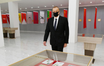 Prezident Tərtərdə Dövlət Rəmzləri Muzeyinin açılışında - FOTO